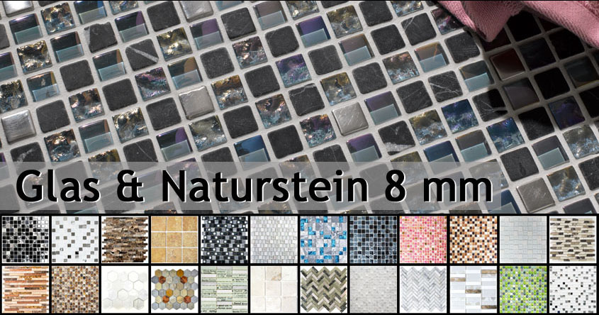 Mosaico de vidrio de piedra natural de 8 mm
