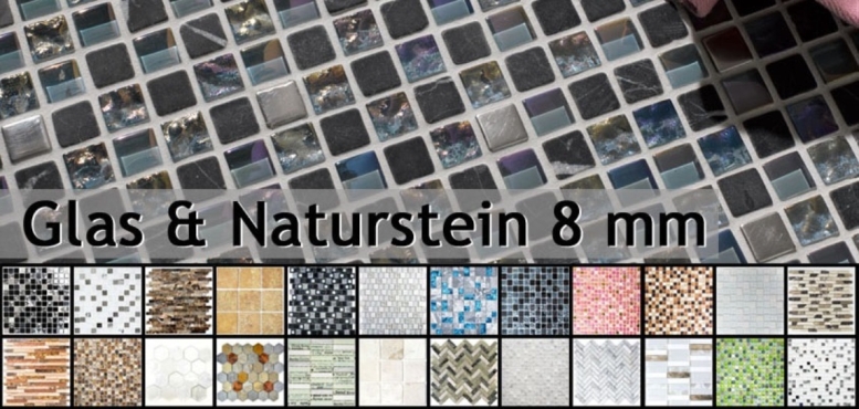 Mosaico de vidrio de piedra natural de 8 mm