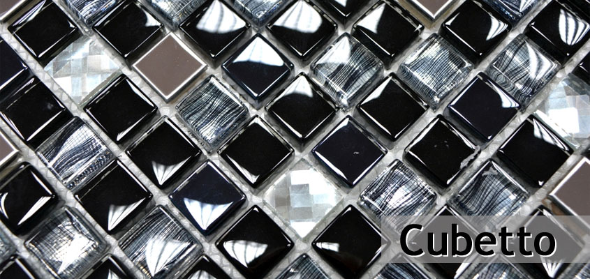 Mosaico de vidrio y piedra natural Cubetto