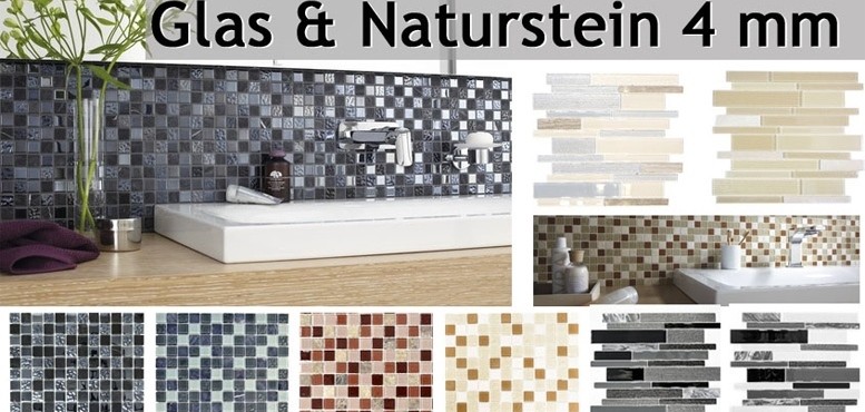 Mosaico de vidrio de piedra natural de 4 mm