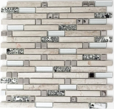 Mosaico de azulejos translúcidos de acero inoxidable blanco de madera compuesto de vidrio de mosaico de cristal de piedra de acero de madera blanca MOS86-0108_f