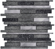 Mosaico de azulejos de cocina splashback aluminio translúcido negro compuesto de vidrio mosaico de piedra de cristal de aluminio negro MOS49-GV84_f