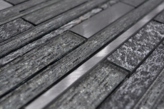 Mosaico de azulejos de cocina splashback aluminio translúcido negro compuesto de vidrio mosaico de piedra de cristal de aluminio negro MOS49-GV84_f