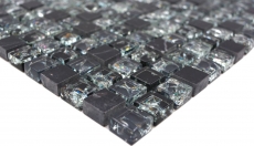 Mosaico de azulejos de cocina splashback translúcido negro mosaico de vidrio de piedra de cristal negro MOS92-1028_f