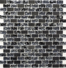 Mosaico de azulejos de cocina splashback translúcido negro ladrillo de vidrio de mosaico de piedra de cristal negro MOS87-b1128_f