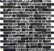 Mosaico de azulejos de cocina splashback translúcido negro compuesto de vidrio de mosaico de piedra de cristal negro MOS87-v1328_f