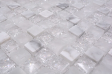 Mosaico de azulejos de cocina splashback translúcido blanco mosaico de vidrio piedra de cristal blanco MOS92-0102_f
