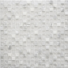 Mosaico de azulejos de cocina splashback translúcido blanco mosaico de vidrio piedra de cristal blanco MOS92-0102_f