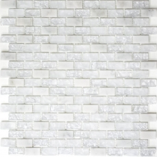 Mosaico de azulejos de cocina splashback translúcido blanco ladrillo de vidrio mosaico de piedra de cristal blanco MOS87-0111_f