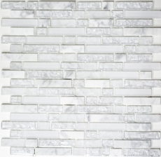 Mosaico de azulejos de cocina splashback translúcido blanco compuesto de mosaico de vidrio Crystal piedra blanca MOS87-V1311_f