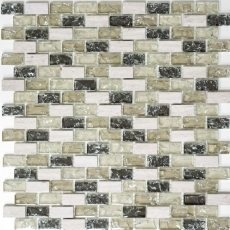 Mosaico de azulejos de cocina splashback translúcido gris-verde ladrillo de cristal de mosaico de piedra gris-verde MOS87-B1152_f