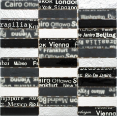 Mosaico de azulejos de cocina splashback translúcido negro rectángulo de vidrio de mosaico de piedra de cristal negro MOS87-39_f