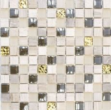 Mosaico de azulejos de cocina splashback translúcido gris claro oro mosaico de vidrio Crystal piedra EP gris claro oro MOS83-HQ22_f