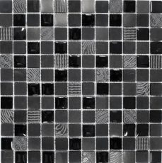 Mosaico de azulejos de cocina splashback translúcido gris oscuro negro mosaico de vidrio Crystal piedra relieve gris oscuro negro MOS83-HQ29_f