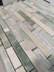 Mosaico de azulejos de cocina splashback oro translúcido verde claro compuesto de vidrio de mosaico de piedra de cristal de ónix de oro MOS87-MV738_f