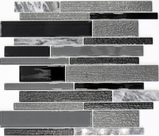 Mosaico de azulejos de cocina splashback gris negro compuesto de mosaico de vidrio de piedra gris MOS67-GV44_f