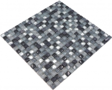 Azulejo de mosaico Translúcido claro gris plata Mosaico de vidrio Piedra de cristal claro gris plata MOS92-0208_f