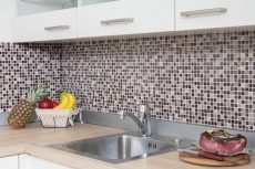 Mosaico de azulejos de cocina splashback translúcido marrón de cristal de mosaico de piedra marrón BAÑO WC cocina PARED MOS92-1304_f