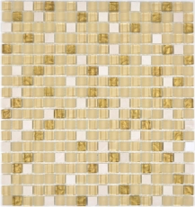 Mosaico de azulejos de cocina splashback translúcido blanco oro mosaico de vidrio de piedra de cristal blanco mate oro MOS92-1201_f