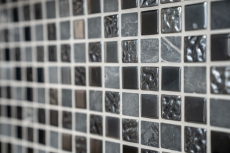 Mosaico de azulejos de cocina splashback gris negro mosaico de vidrio de piedra MOS62-0302-GN_f