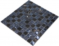 Mosaico de azulejos Translúcido gris negro Mosaico de vidrio Piedra de cristal gris negro MOS82-0208_f