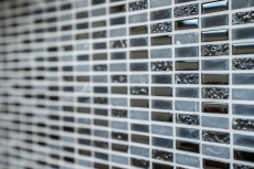 Mosaico de azulejos de cocina splashback gris translúcido barras de mosaico de vidrio Crystal piedra gris mate negro MOS87-1403_f