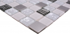 Mosaico de azulejos de cocina splashback autoadhesiva de acero inoxidable de vidrio blanco de mosaico de acero de vidrio blanco MOS200-4CM24_f