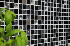 Mosaico de azulejos de cocina splashback autoadhesiva de acero inoxidable de vidrio negro de mosaico de acero de vidrio negro MOS200-4CM26_f