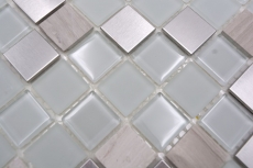 Mosaico de azulejos de cocina splashback autoadhesiva de piedra de acero inoxidable de vidrio blanco de mosaico de piedra de acero de vidrio blanco MOS200-4CM32_f