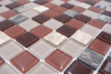 Mosaico de azulejos de cocina splashback autoadhesiva piedra beige marrón mosaico de vidrio de piedra beige marrón emperador MOS200-4M352_f