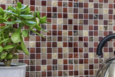 Mosaico de azulejos de cocina splashback autoadhesiva piedra beige marrón mosaico de vidrio de piedra beige marrón emperador MOS200-4M352_f