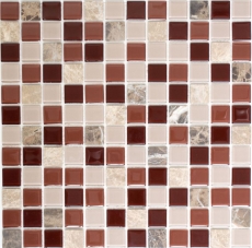 Mosaico de azulejos de cocina splashback autoadhesiva piedra beige marrón mosaico de vidrio de piedra beige marrón emperador MOS200-4M352_f