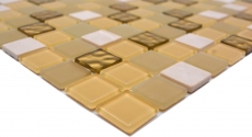 Mosaico de azulejos de cocina splashback piedra autoadhesiva blanco oro mosaico de vidrio de piedra blanco mate oro MOS200-4M362_f
