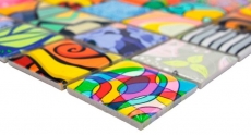 Colorido estilo retro mosaico azulejos POP UP ART diseño pared revestimiento backsplash MOS14-1605_f
