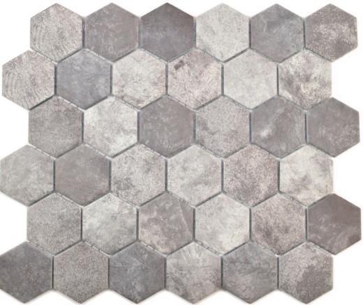 Mosaico de cerámica hexágono cemento gris oscuro mosaico azulejos pared azulejos backsplash cocina baño MOS11H-0026_f