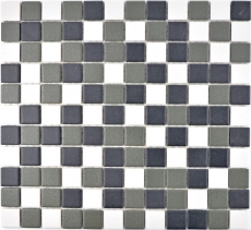 Azulejo mosaico cerámico negro blanco antracita mate plato de ducha MOS18-2213-R10_f