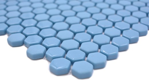 Mosaico de vidrio hexagonal mosaico hexagonal azul brillante mate mosaico azulejos pared azulejos backsplash cocina baño MOS140-0401_f