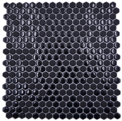 Mosaico de vidrio hexagonal mosaico hexagonal negro brillante mate mosaico azulejos pared azulejos backsplash cocina baño MOS140-0301_f