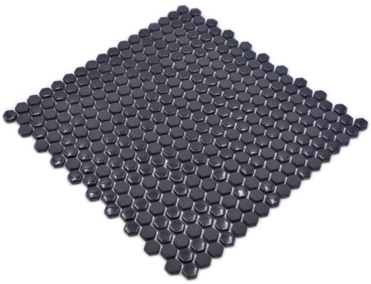 Mosaico de vidrio hexagonal mosaico hexagonal negro brillante mate mosaico azulejos pared azulejos backsplash cocina baño MOS140-0301_f