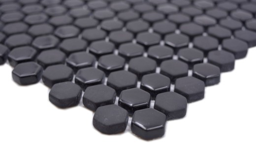 Mosaico de vidrio hexagonal mosaico hexagonal negro brillante mate mosaico azulejos pared azulejos backsplash cocina baño MOS140-0301_f