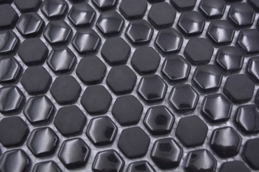 Mosaico de vidrio hexagonal mosaico hexagonal negro brillante mate mosaico azulejos pared azulejos backsplash cocina baño MOS140-0301_f