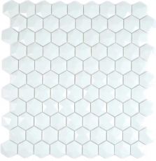 Mosaico de vidrio hexagonal mosaico hexagonal blanco 3D mosaico azulejos pared azulejos backsplash cocina baño MOS11-AR01_f