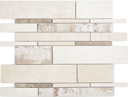 Composite mármol/cerámica mezcla beige/color 3F mosaico azulejo pared salpicadero cocina baño MOS180-B03STB_f