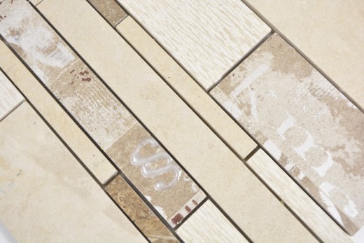 Composite mármol/cerámica mezcla beige/color 3F mosaico azulejo pared salpicadero cocina baño MOS180-B03STB_f