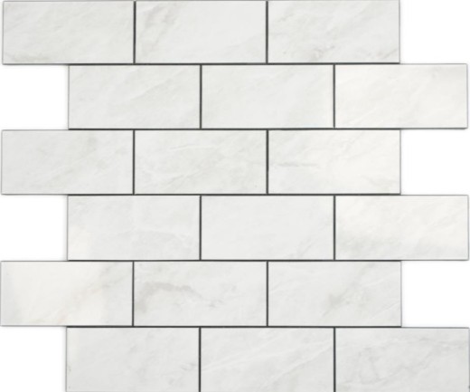 Rectángulo AC efecto piedra Carrara look Subway Level brillante mosaico azulejo pared azulejo backsplash cocina baño MOS200-CLG_f