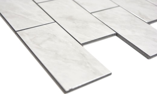 Rectángulo AC efecto piedra Carrara look Subway Level brillante mosaico azulejo pared azulejo backsplash cocina baño MOS200-CLG_f