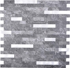 Vinilo compuesto efecto piedra Negro Cuarzo/Plata mosaico azulejo pared azulejo backsplash cocina baño MOS200-22BS_f