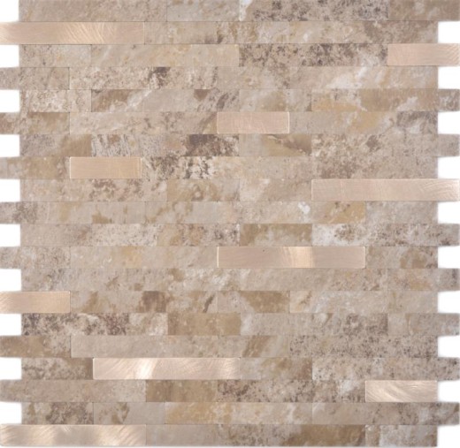 Vinilo compuesto aspecto piedra Caliza marrón/oro mosaico azulejo pared salpicadero cocina baño MOS200-LBG_f