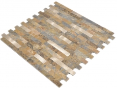 Vinilo compuesto efecto piedra Multi Pizarra/Oro mosaico azulejo pared salpicadero cocina baño MOS200-MSG_f