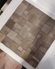 Panel de madera mosaico nogal marrón 3D autoadhesivo pared cocina azulejos backsplash MOS170-22G_f